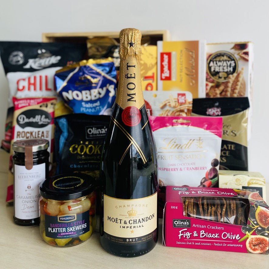 Gourmet Nibbles and Moet Hamper – Esperance Luxe Floral & Home Co.