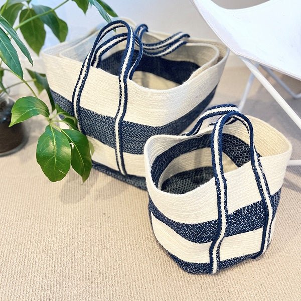 Balah Blue Stripe Rope Basket Esperance Luxe Floral & Home Co.